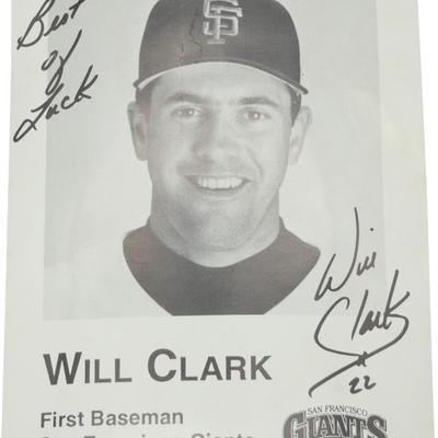 Will Clark Signed San Francisco Giants Promotional Card