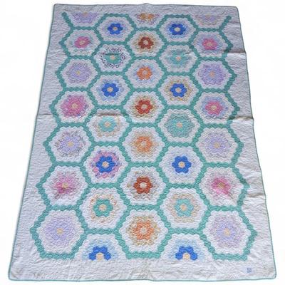 Vintage Grandmother's Flower Garden Patchwork Quilt
