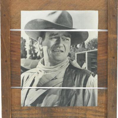 Wooden Fence-Style Decor Item w/ John Wayne Image
