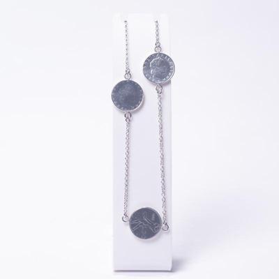 Milor Italy 925 Sterling Silver Necklace with Coin Stations