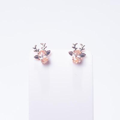 925 Sterling Silver CZ Antler Earrings