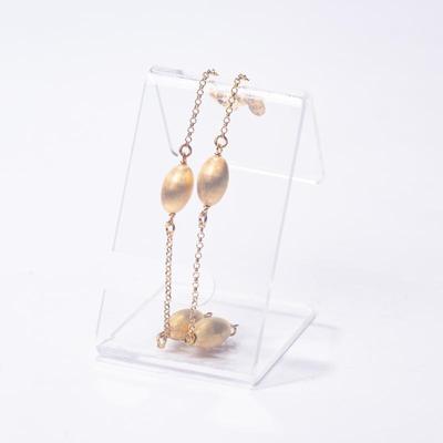 925 Sterling Silver Gold-Tone Chain Beaded Anklet