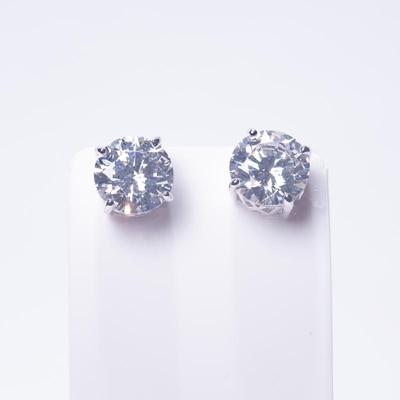 Charles W 925 Sterling Silver CZ Stud Earrings