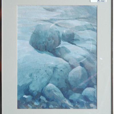 Framed Original Painting of Rocks
