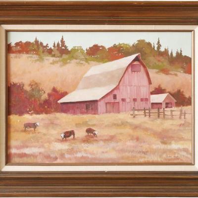 Original Signed Painting by Loris Jacobs of Rural Barn Scene