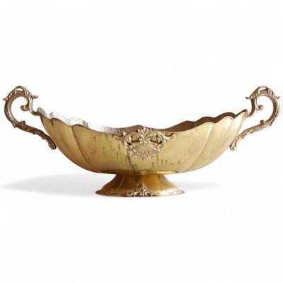 Vintage Brass Neoclassical Centerpiece Bowl w/ Handles