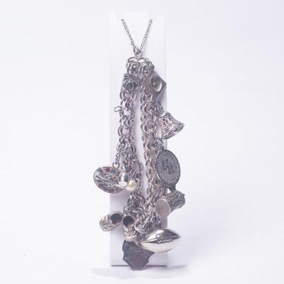 Sterling Silver Charm Bracelet with 9 Charms