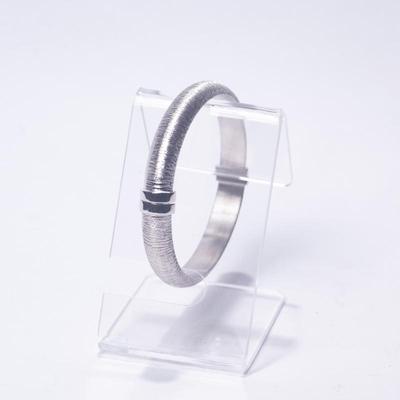 925 Sterling Silver Textured Hinged Bangle Bracelet