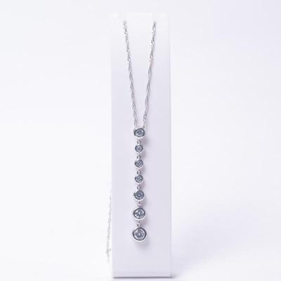 BBJ 925 Sterling Silver Graduating CZ Stones Pendant Necklace
