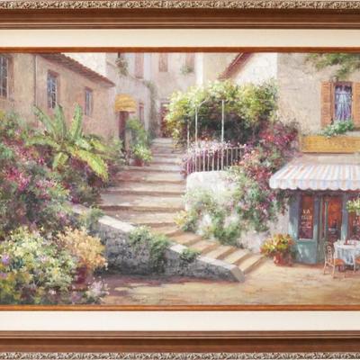 Framed Oil Painting of European Scenery by Rosa Chavez