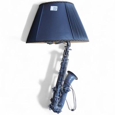 Vintage Saxophone Floor Lamp w/ Black Shade