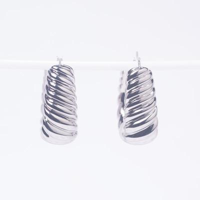 Milor Italy 925 Sterling Silver Textured Hoop Earrings