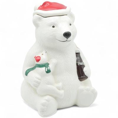 1998 Coca-Cola Polar Bear & Cub Cookie Jar by Teleflora