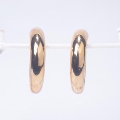 925 Sterling Silver Gold-Tone Hoop Earrings