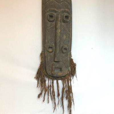 Wood Mask With Beard From Papua New Guinea