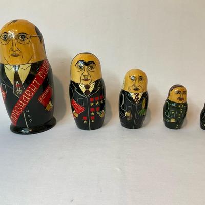 Russian Leaders USSR Wood Nesting Dolls