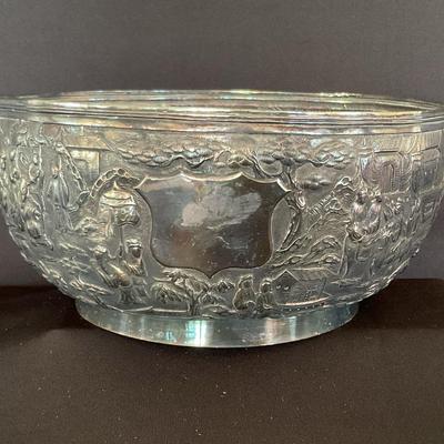 19th Century Chinese Silver Relief Bowl