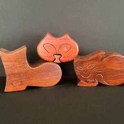 Three Wooden Puzzle Boxes