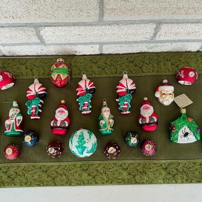 Vintage Blown Glass Hand Painted Christmas Ornaments 