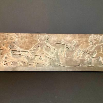 Wood Panel Carved In Relief
