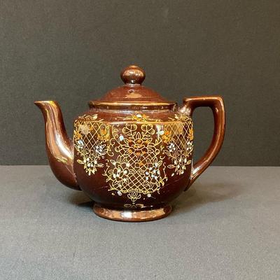 Vintage Moriage Brown Betty Redware Teapot