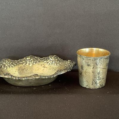 Sterling Silver Repousse And Shot Glass