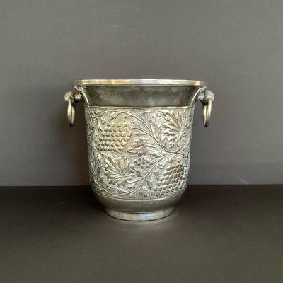 Vintage Hammered Embossed Silverplate Ice Bucket