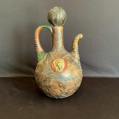 Vintage Glass Leather Covered Decanter 
