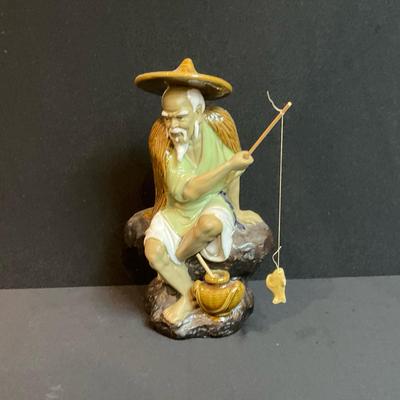 Shiwan Mud Figure Of A Chinese Fisherman