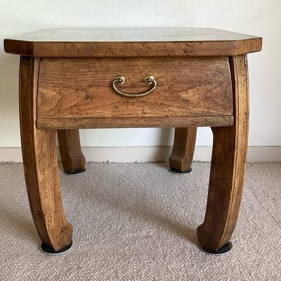 Vintage Wood Side Table With Brass Pull