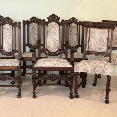 Upholstered Wood-Carved Dining Chairs