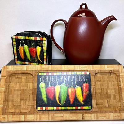 “Sasaki” Coffee Pot and Chili Peppers  