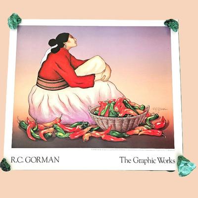Lot #12 - Hand signed Vibrant "Chili Peppers" Lithographic Poster by R.C. Gorman 31" x 27" Unframed
