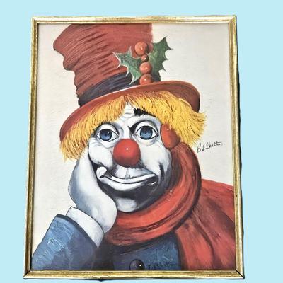 Lot #16 - Vintage Red Skelton signed "Holly Clown" Lithograph - Originally Painted By Red Skelton! Double Signed