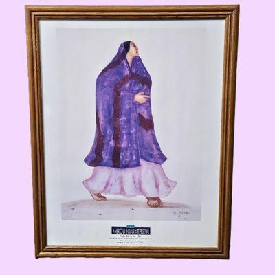 Lot #8 - 1990's Framed R.C. Gorman Classic "Pinon Picker" Vibrant Lithograph Poster- Signed by Artist in Pencil