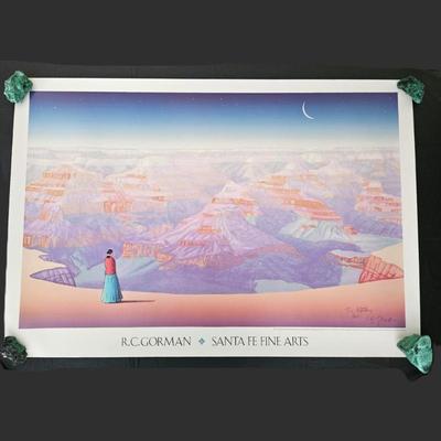 Lot #14 - Large Landscape Lithographic Print Titled "Grand Canyon" Signed and Dedicated by R.C. Gorman 39" x 27"
