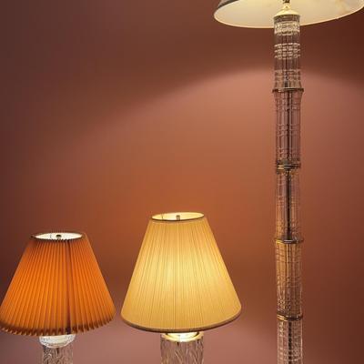 3 Glass and Golden Classic Lamps 