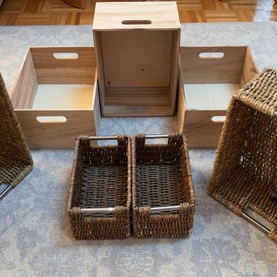 Wicker And Wood Storage Containers