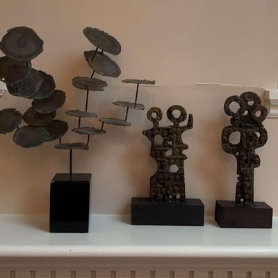 Two F Maud Metal Sculptures and a Third Metal Sculpture