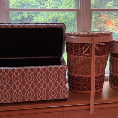 Upholstered Bench Ottoman and Laundry Hampers