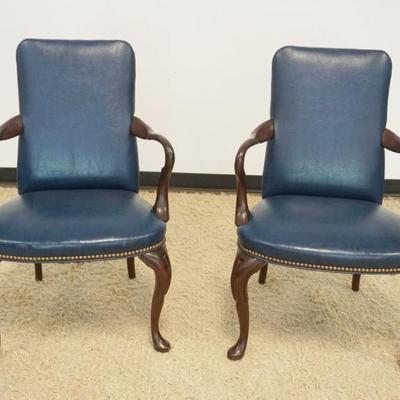 1209	PAIR OF KITTINGER LEATHER ARM CHIARS WITH BRASS TACKING ACCENTS, EACH APPROXIMATELY 25 IN X 21 IN X 36 IN H
