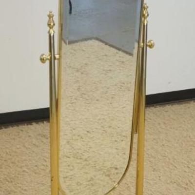 1196	BRASS FRAMED CHEVAL MIRROR, APPROXIMATELY 20 IN X 18 IN X 64 IN H
