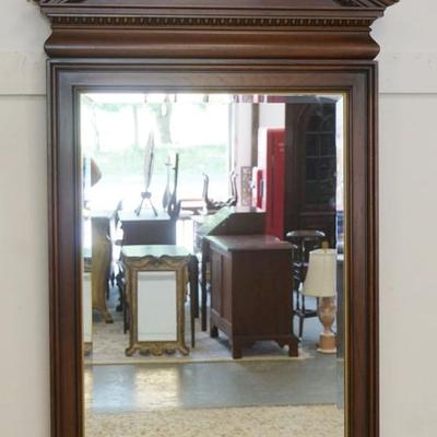 1204	STATON HANGING BEVELED EDGE MIRROR WITH OPEN PEDIMENT TOP, APPROXIMATELY 31 IN X 49 IN H
