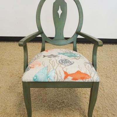 1227	ETHAN ALLEN COUNTRY COLOR GREEN FINISHED ARM CHAIR, APPROXIMATELY 24 IN X 20 IN X 40 IN H
