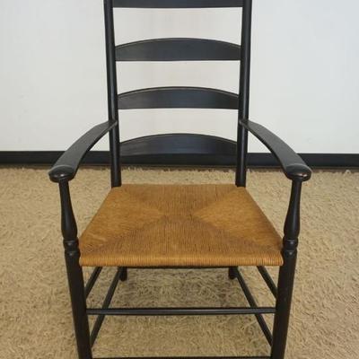 1234	ETHAN ALLEN SHAKER STYLE LADDER BACK ARM CHAIR WITH RUSH SEAT
