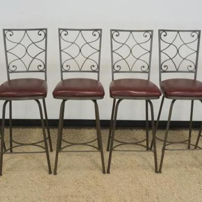 1195	SET OF 6 CHARLESTON FORGE IRON HIGH BACK SWIVEL BAR STOOLS, EACH APPROXIMATELY 17 IN X 21 IN X 48 IN H
