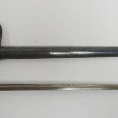 1056	ANTIQUE BAYONET MARKED US ON SCABBARD, POSSIBLY FOR SPRINGFIELD RIFLE, APPROXIMATELY 21 IN LONG
