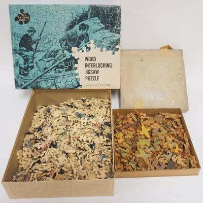 1079	2 WOOD JIG SAW PUZZLES, ONE TITLED *LE MOULIN DE LA GALETTE*

