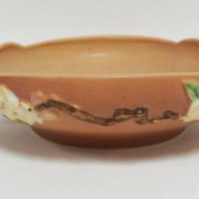 1095	ROSEVILLE POTTERY, APPLE BLOSSOM CONSOLE SET, CENTER BOWL APPROXIMATELY 11 IN X 3 IN HIGH
