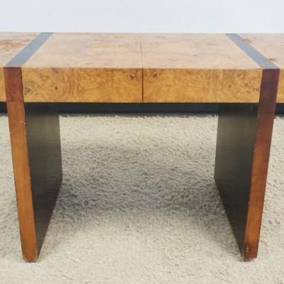 1186	CUSTOM 2 DRAWER MODERN DESK WITH BURLED WOOD TOP, WEAR TO TOP FINISH, APPROXIMATELY 54 IN X 26 IN X 30 IN H
